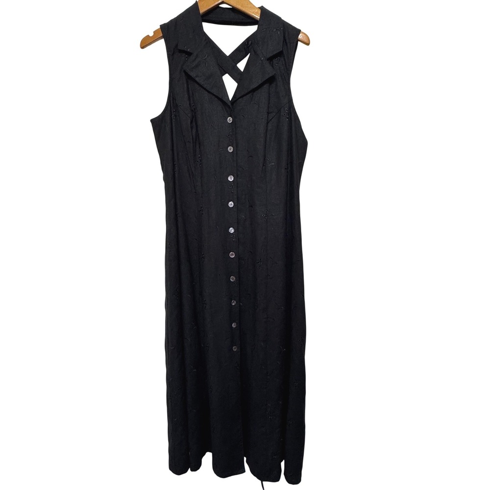 Sheri Martin Button Front Maxi Dress 16 Black